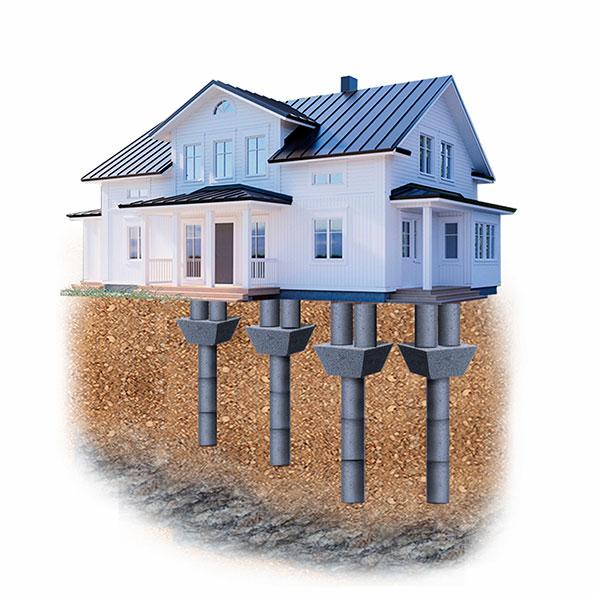 Residential Foundation Repair - pressed concrete piers